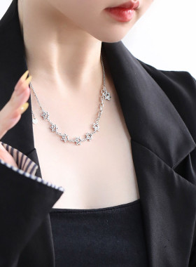 925银六芒星项链女休闲风锁骨链女轻奢高级感小众设计链子毛衣链