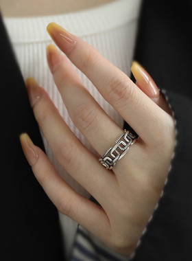 925银复古链条戒指女2025年小众设计感百搭个性指环饰品饰品