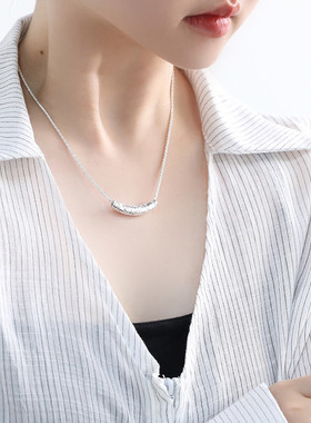 925银碎冰冰弯管项链女休闲风小众锁骨链ins高级感秋冬毛衣链长款