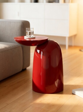现代简约设计师款红色玻璃边几