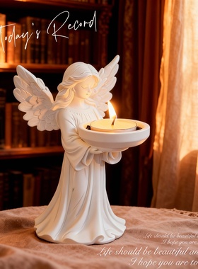 法式天使烛台摆件白色树脂