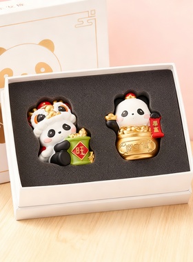 卡通熊猫财神树脂装饰摆件