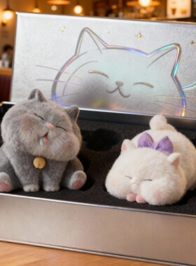 创意猫咪毛绒摆件可爱卡通装饰品