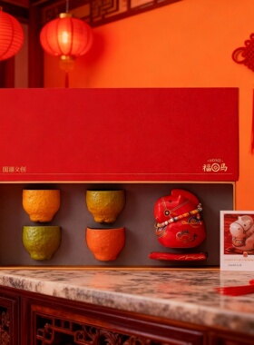 本命年红色陶瓷茶具礼盒马年男士