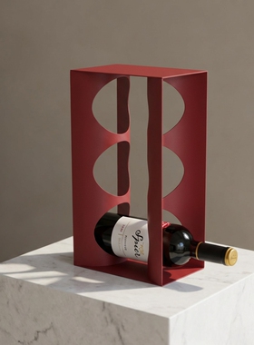 现代简约金属镂空红酒架摆件