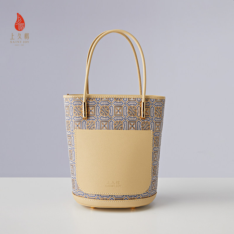 上久楷宋锦拎包水桶包百搭四方定胜背包女式包（无礼盒包装）,淘宝优惠券,粉丝福利购,淘宝优惠卷