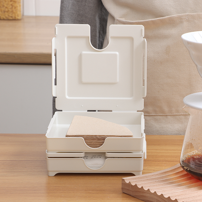 日本进口手冲咖啡滤纸收纳盒冰箱壁挂式V60扇型磁吸式通用防尘盒 - 图1