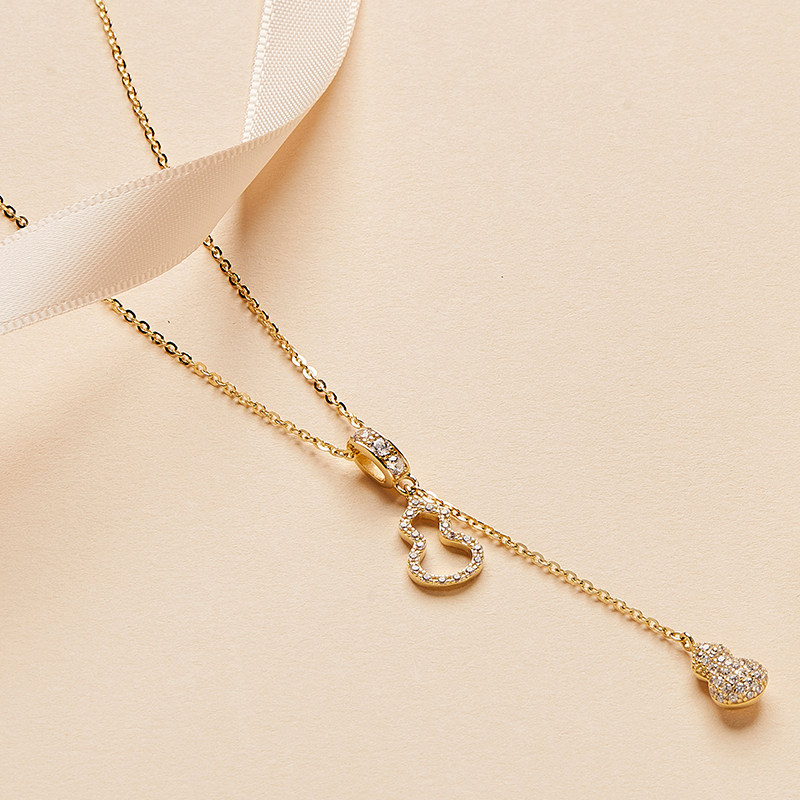 葫芦女镂空潮ins简约纯银锁骨链 妃诗顿项链