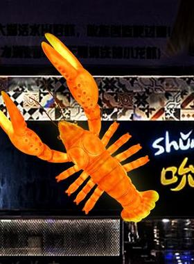 户外大型仿真发光小龙虾雕塑玻璃钢模型摆件海洋馆餐馆大排档装饰