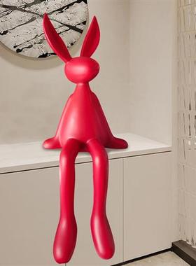 户外大型玻璃钢卡通雕塑兔子摆件定制家居样板间游乐场桌面装饰品