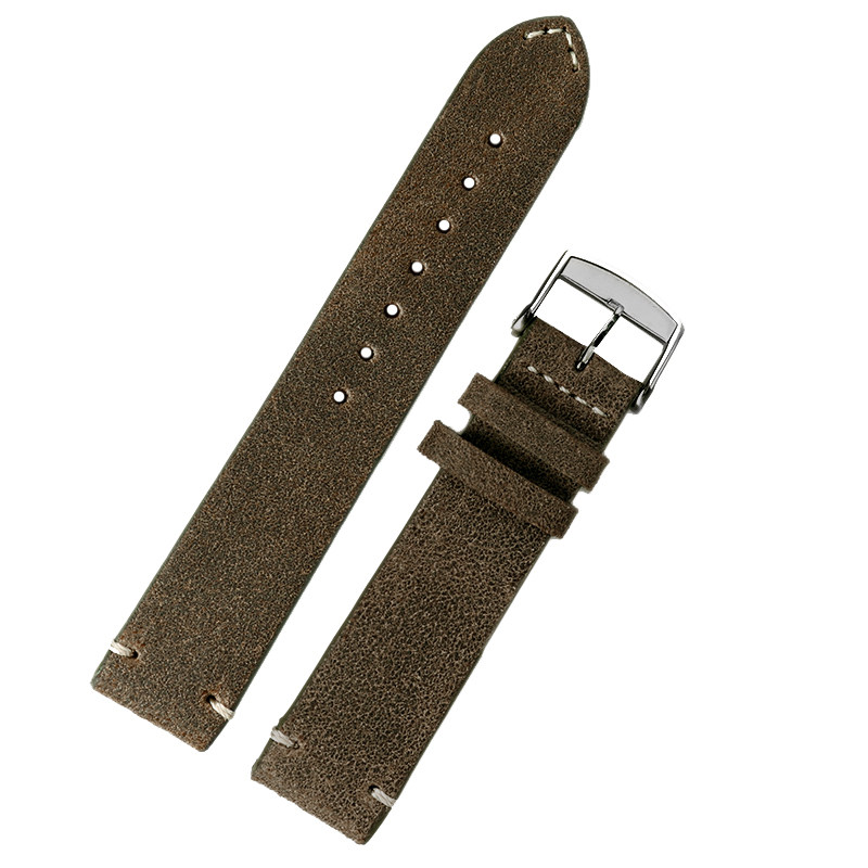 复古军绿真皮汉米尔顿欧米茄手表带 季娅唯配件