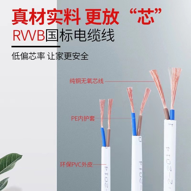 电源线电线2芯RVVB.0.75/1/1.5/2.5/4平方软护套线防水防冻平行线