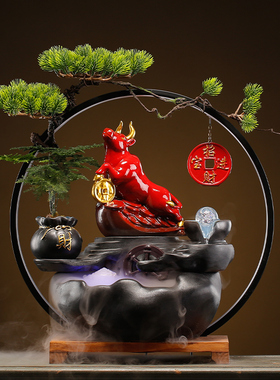 陶瓷循环流水摆件招财猫开业乔迁