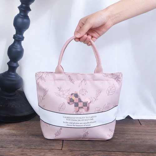 尚盈粉色小马印花上班包包女大容量防水手提包拉链款时尚包袋通用 - 图1