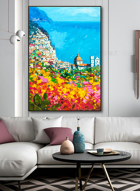 风景油画玄关抽象地中海艺术成品