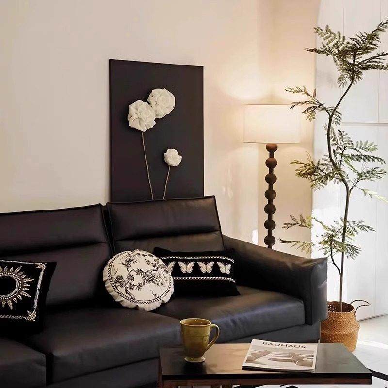 法式轻奢黑白复古风花朵装饰画客厅2026年沙发后背景墙挂画落地画,淘宝优惠券,粉丝福利购,淘宝优惠卷