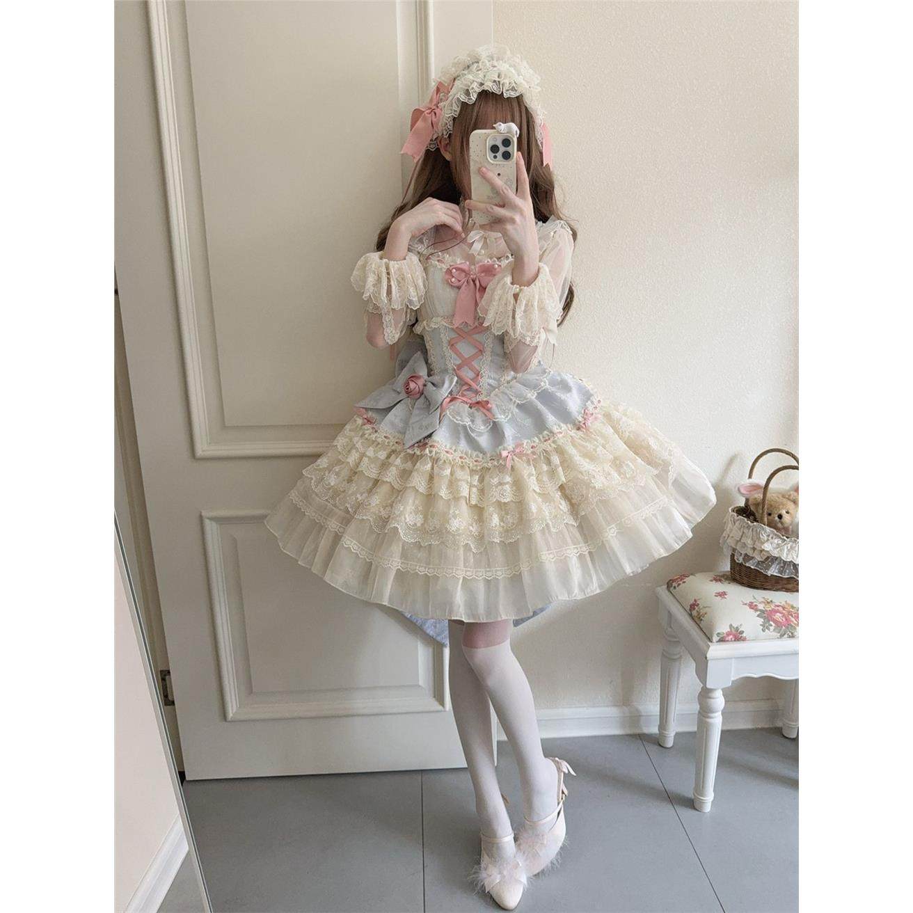 白茶少女~原创设计Lolita洋装芭蕾风jsk吊带连衣裙女,淘宝优惠券,粉丝福利购,淘宝优惠卷