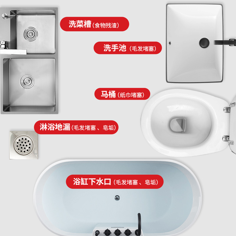 兔力管道疏通剂厨房下水道除臭剂厕所马桶堵塞溶解疏通去异味神器