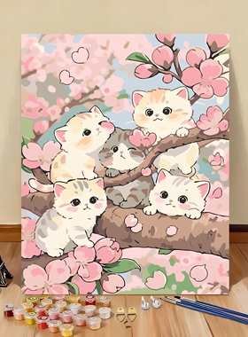 梵高小猫diy数字油画解压治愈