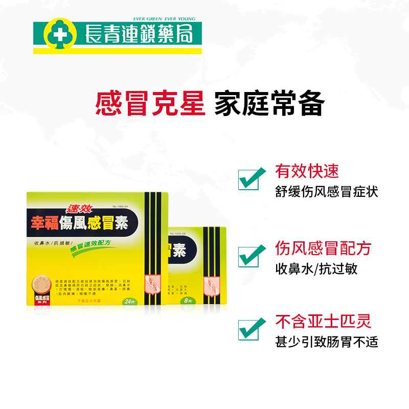 【促销】幸福速效伤风感冒24粒伤风头痛鼻塞咳嗽退烧对乙酰氨基酚 - 图0