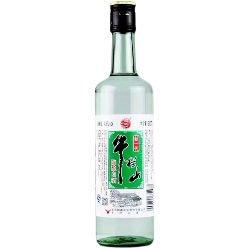 北京牛栏山二锅头新一代陈酿43度黑盖500ml*12瓶浓香型白酒整箱装