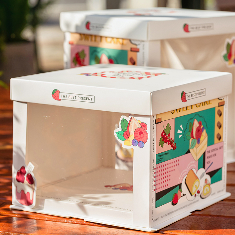 生日透明蛋糕盒包装盒子6寸8寸10寸单层双层加高网红烘焙手提包邮 - 图1