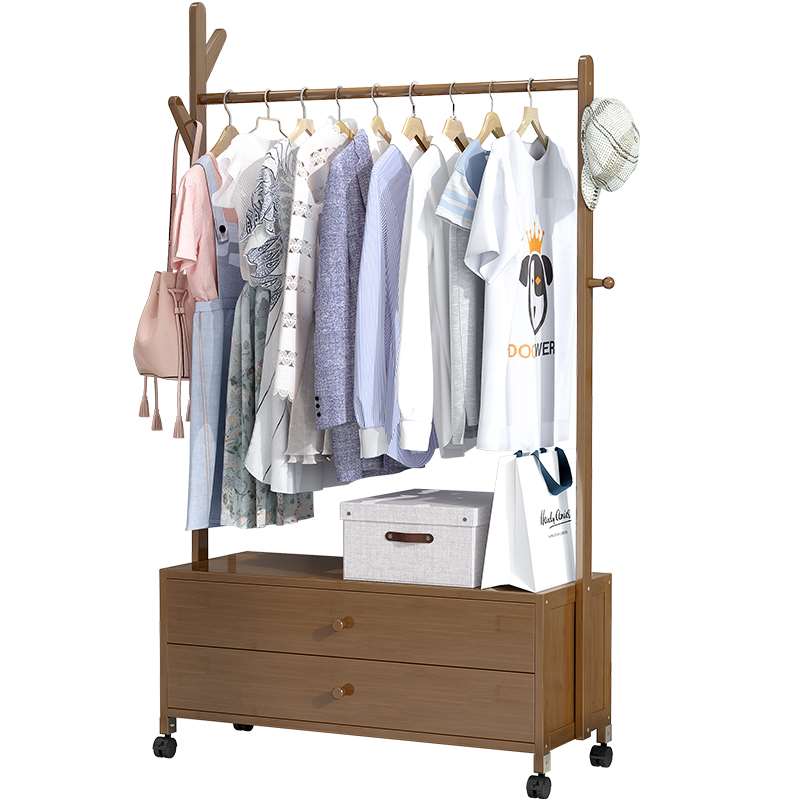 家衣柜挂杆简易室储落地柜可用移动带轮带衣架立式衣挂物卧衣帽架-图2
