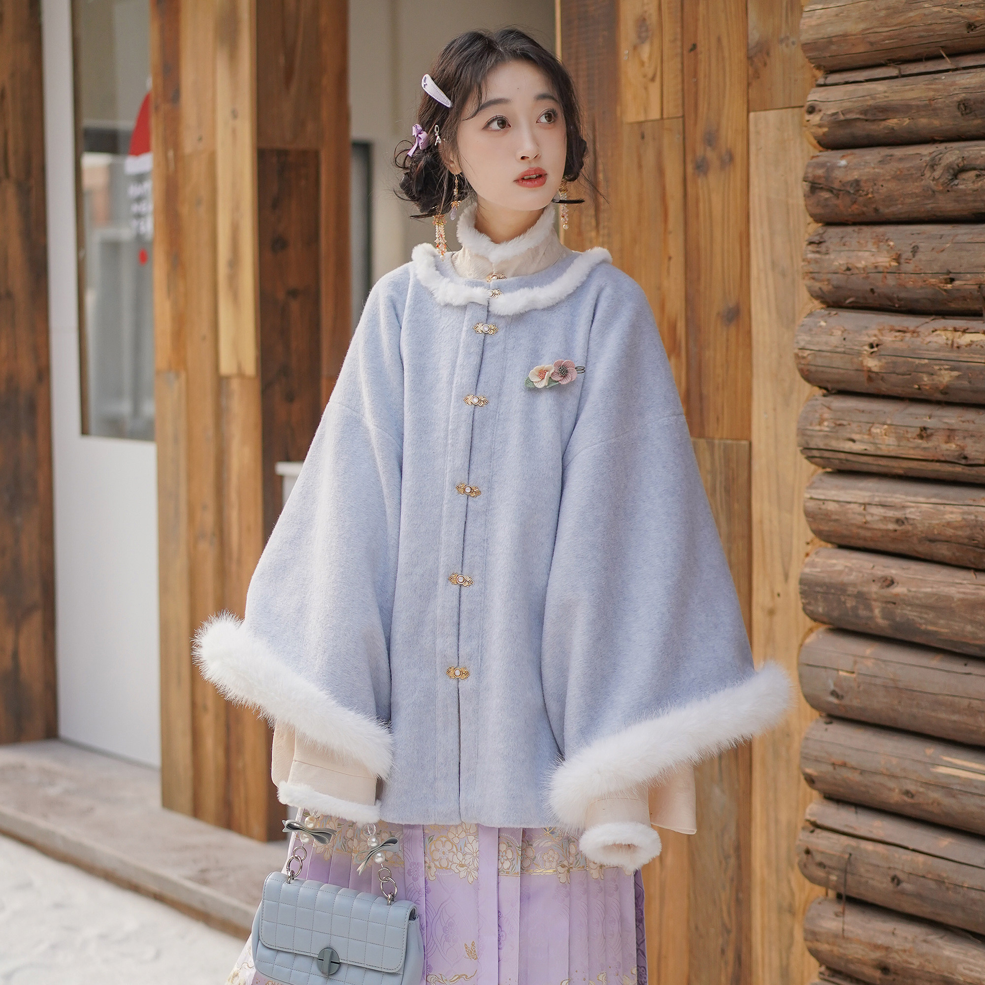 素羽华裳春雪 新款明制汉服女昭君袄毛呢 仿妆花马面裙加厚秋冬装,淘宝优惠券,粉丝福利购,淘宝优惠卷