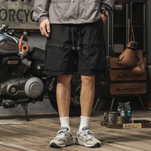 工装风多口袋短裤男士夏季宽松冰丝速干户外机能加肥大码五分中裤 - 图0