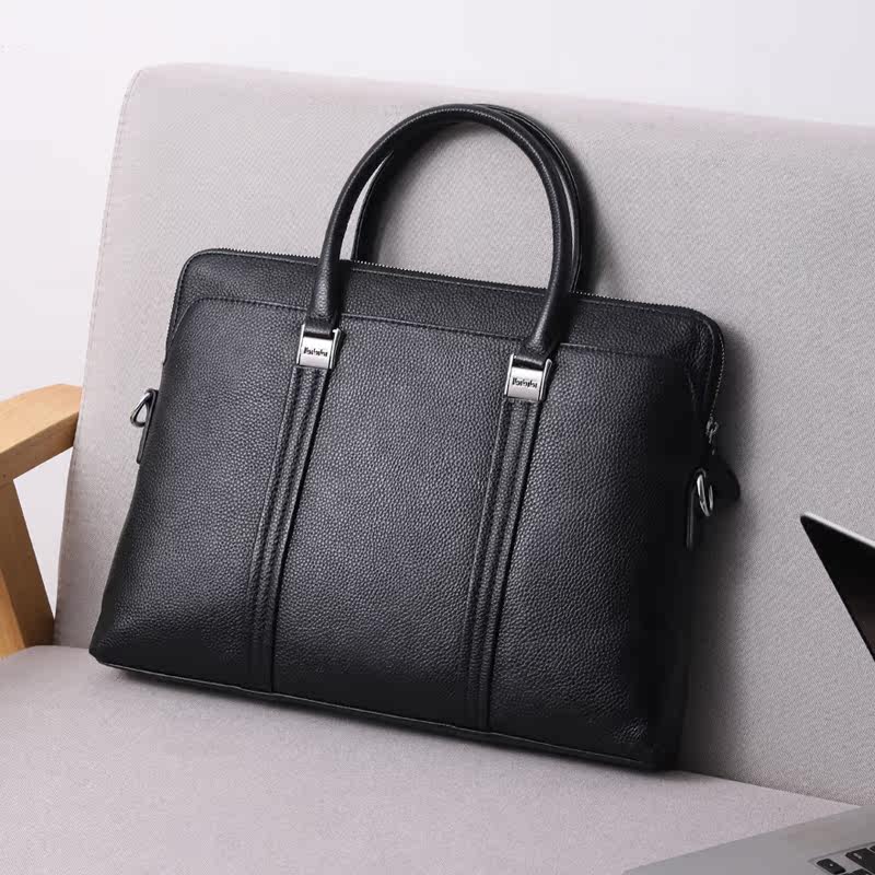 手提包男真皮大容量商务男士包包 妃陌男士包袋