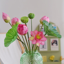 Lotus Flower Emulation Flowers New Chinese Lotus Flower Lotus Flower Stall with Flower Pendulum with Vase Furnishing Living-room Illustrator for a photo shoot