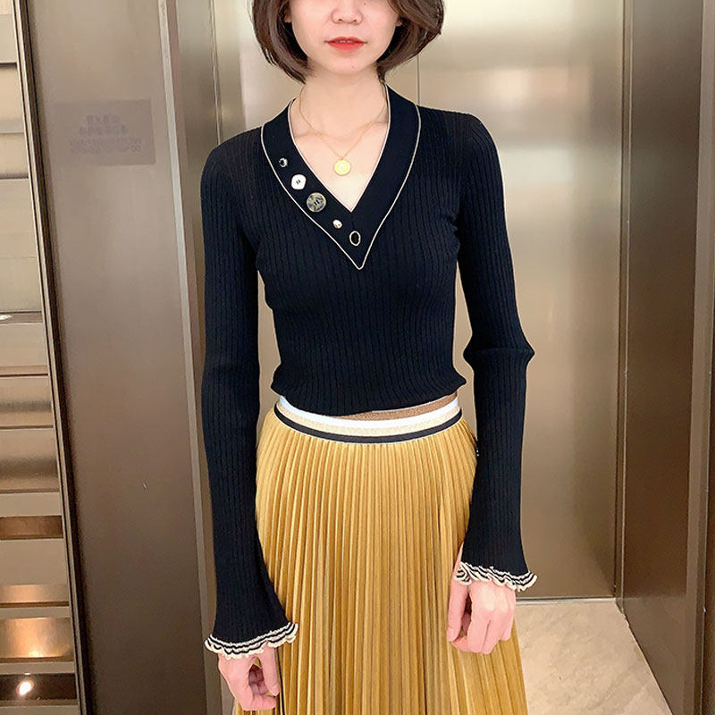 阿玛施旗舰店官网正品2020秋季毛衣 范芙熙毛针织衫