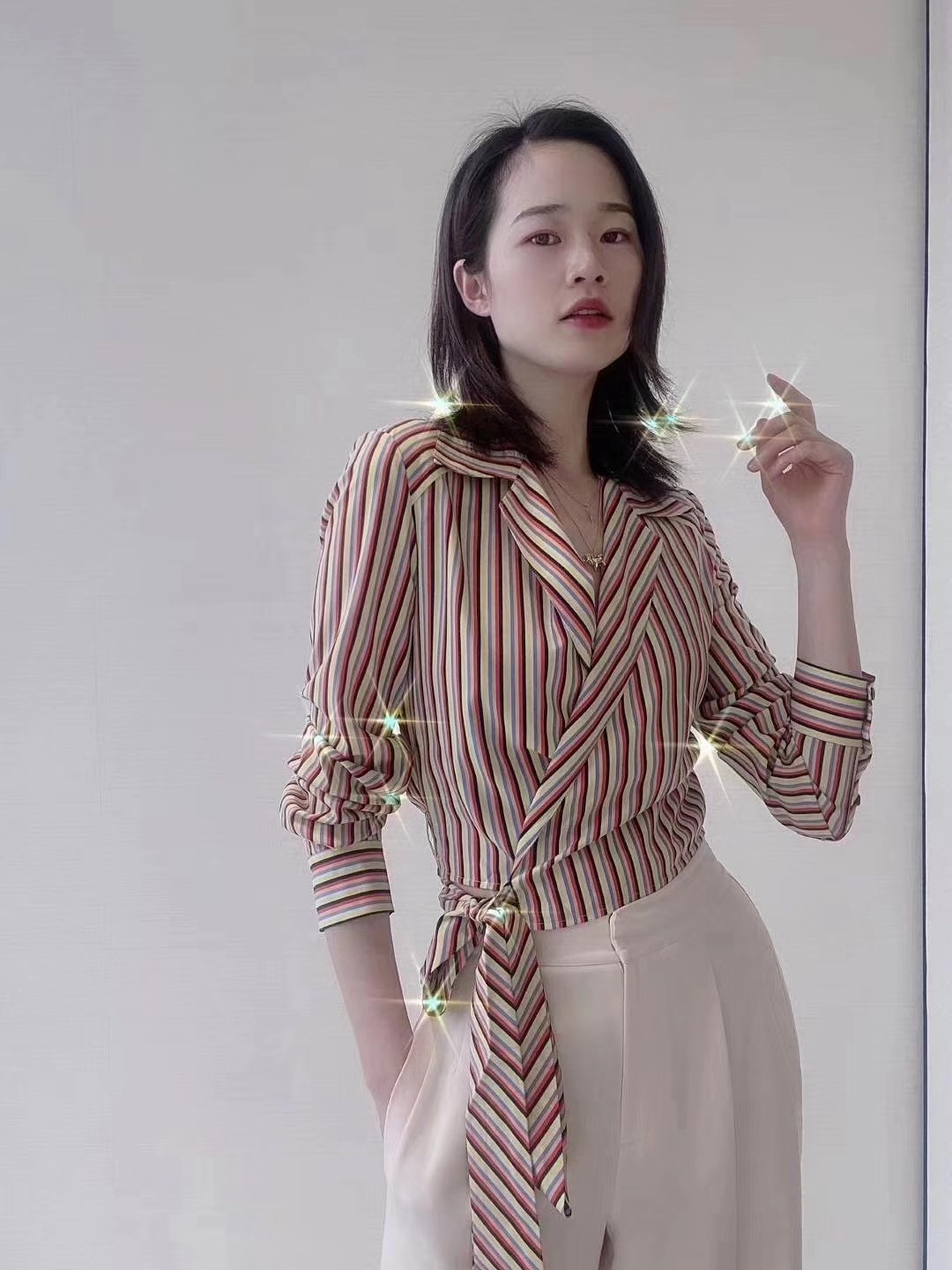 阿玛施旗舰店官网专柜正品打底衫 范芙熙衬衫