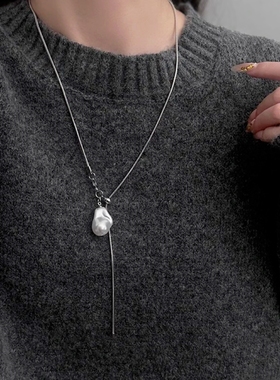 新款气质巴洛克珍珠毛衣链