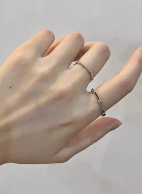 竹节戒指情侣素圈食指戒小众高级