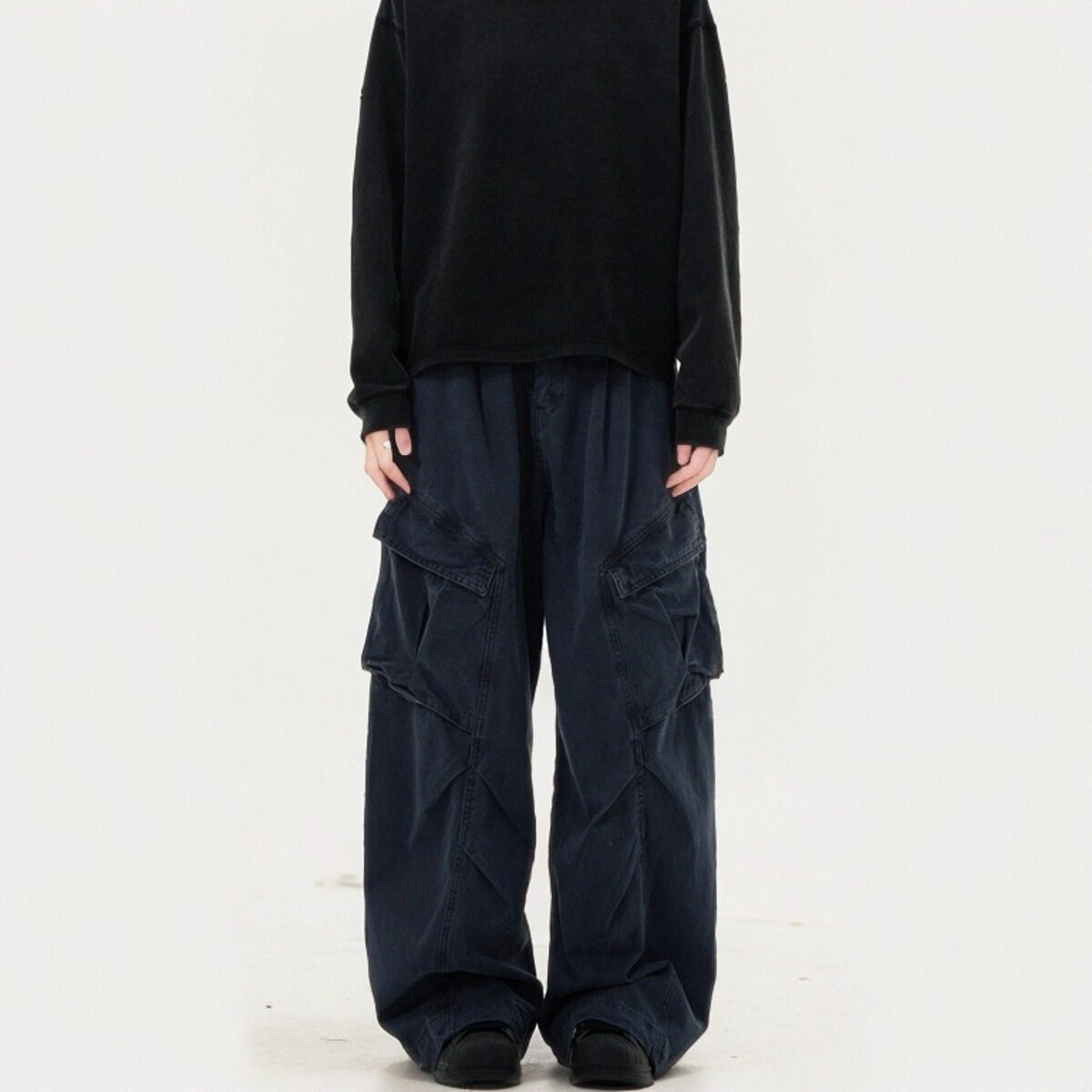 MADWITCH美式复古解构设计感工装裤男女宽松休闲褶皱直筒垂感裤子,淘宝优惠券,粉丝福利购,淘宝优惠卷