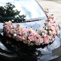 Wedding Locomotive Big Flower Main Wedding Car Decoration Floral Emulation Fake Flower Car Exhibition Pendulum rearview mirror tied flower suction cup flower