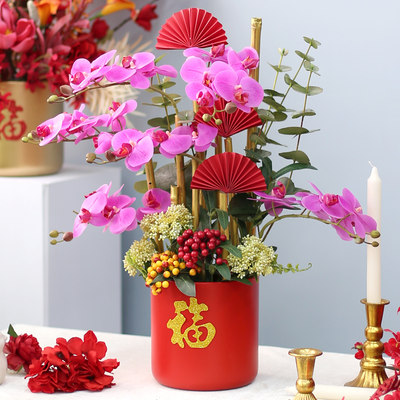 年宵花发财果花艺盆栽喜庆婚房花艺电视柜摆件金桶盆景新年仿真花 虎窝淘
