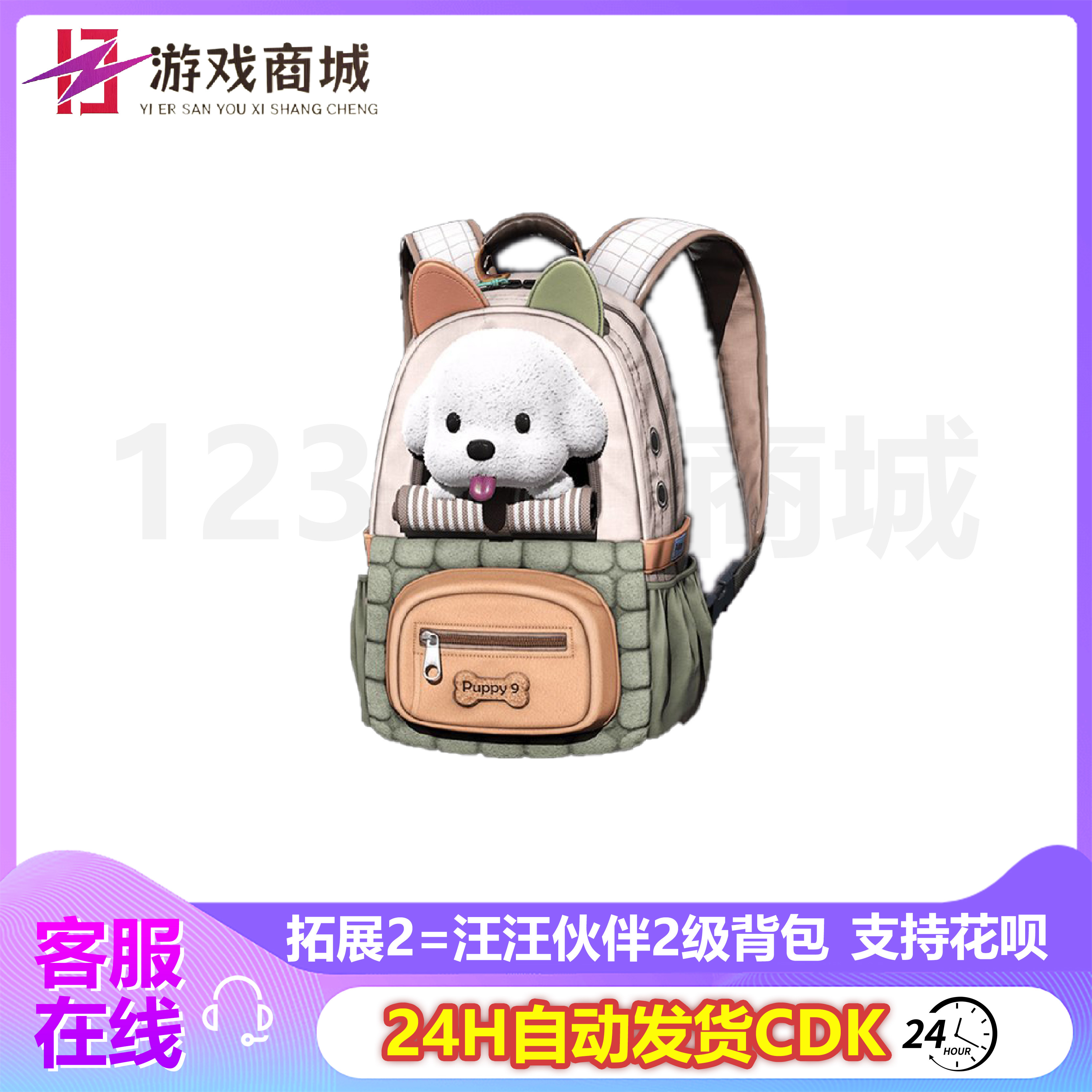 PUBG绝地求生皮肤白色狗狗汪汪伙伴背包套123级吃鸡G币CDK兑换码