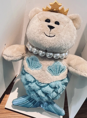 星巴克秋意周年熊店长可爱卡通美人鱼毛绒公仔钥匙扣链包挂件小巧