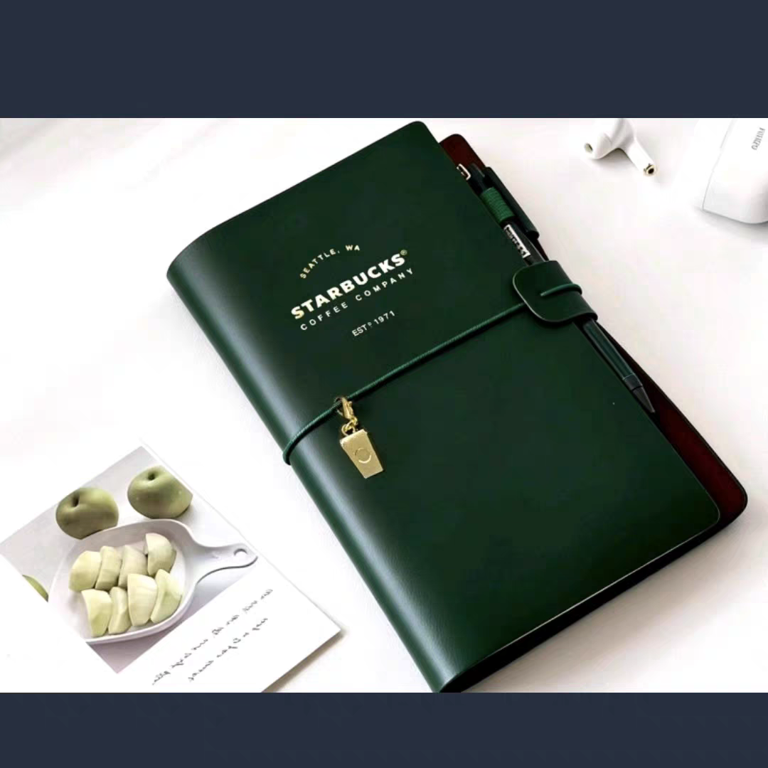 星巴克曙序笔记本高颜值耐磨封面便携日常记录皮革粉绿棕撞色送礼,淘宝优惠券,粉丝福利购,淘宝优惠卷