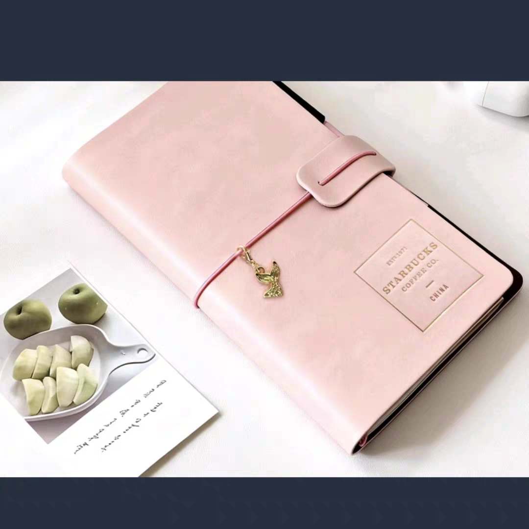 星巴克曙序笔记本高颜值耐磨封面便携日常记录皮革粉绿棕撞色送礼,淘宝优惠券,粉丝福利购,淘宝优惠卷