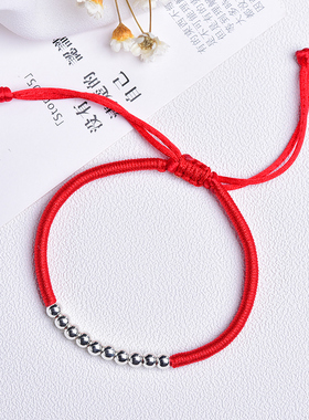 小众银饰生日礼物红绳手链送女友