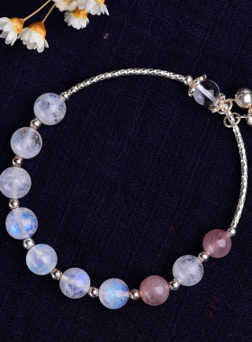 月光石草莓晶生日礼物手串