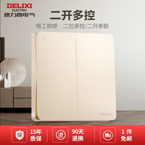 Dresy switch large panel 86 type gold double open two open two second open multi-control three-control midway switch concealed