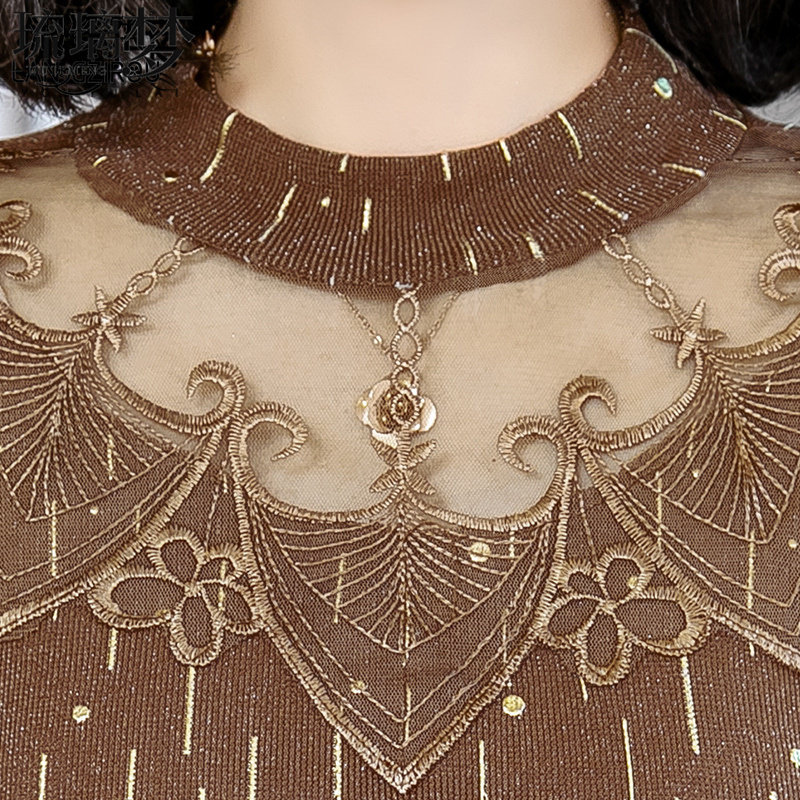 2020年新款秋冬季加绒蕾丝长袖内搭 琉璃梦蕾丝衫/雪纺衫