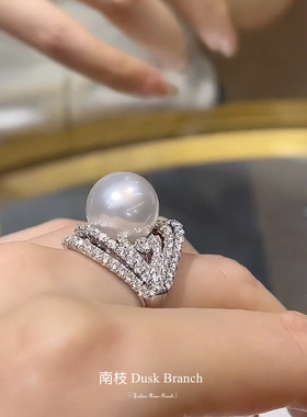 法式爆闪满钻戒指女高级感