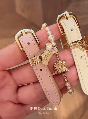 千金感粉色爱心小狗choker手链女