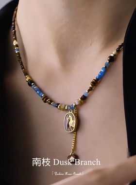 新中式小花花朵流苏项链女