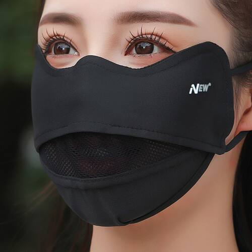 防晒口罩女夏季高颜值网孔冰丝透气护脸眼角全脸骑行防紫外线面罩 - 图0